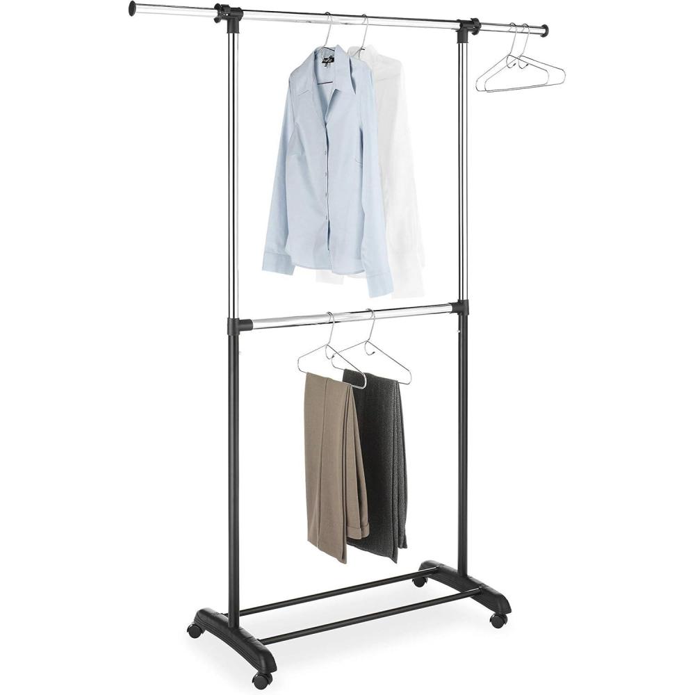 imageWhitmor Commercial Garment ZRack Silver BlackBlack and Chrome 36 x 20 x 73 inch