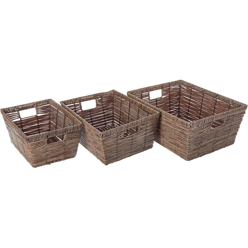 imageWhitmor Distressed Rattique Storage Baskets Set of 3