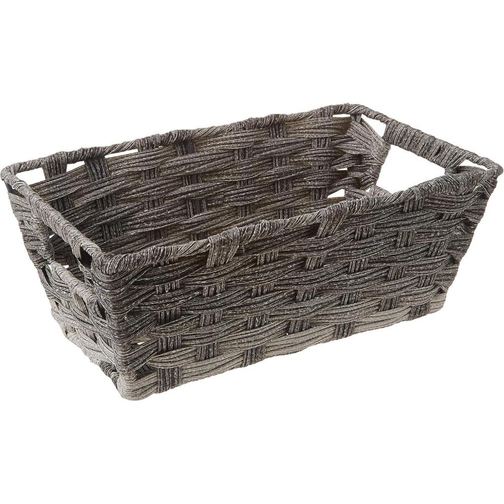 imageWhitmor Gray Wash Split Rattique Small Shelf Tote