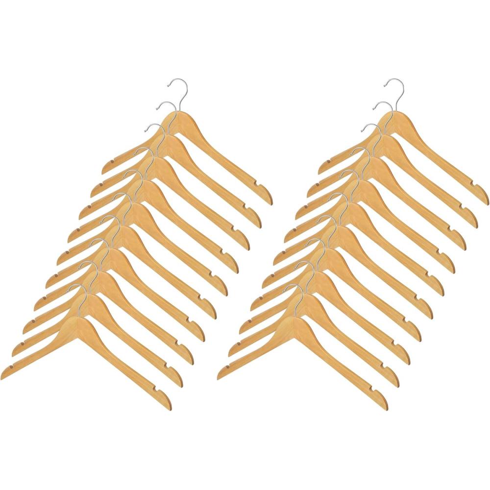 imageWhitmor Natural Wood Dress or Shirt Hangers Set of 5Set of 20