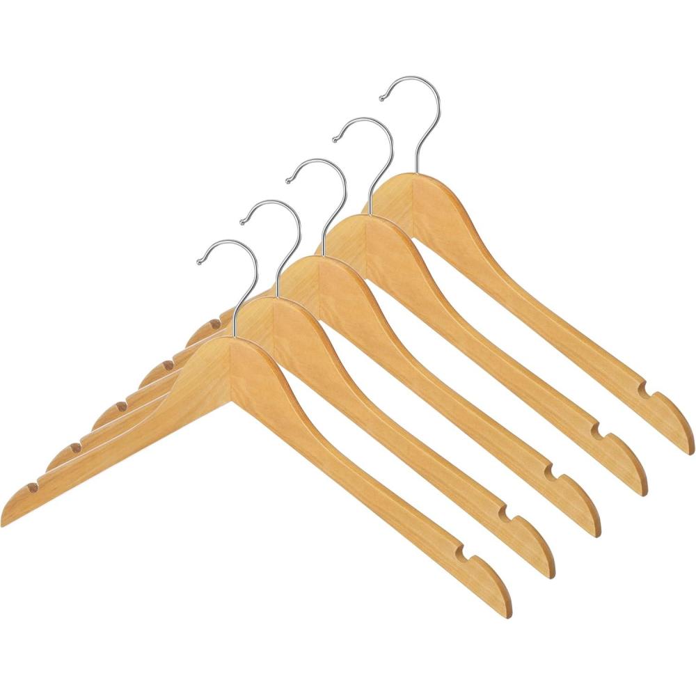 imageWhitmor Natural Wood Dress or Shirt Hangers Set of 5Set of 5