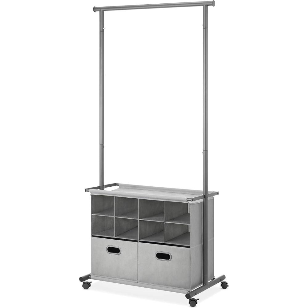 imageWhitmor Rolling Closet Organizer with Shelves ampamp Drawers Grey