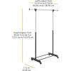 Whitmor Adjustable Rolling Clothes Organizer Chrome Garment Rack, Black and Silver