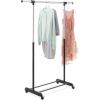 Whitmor Adjustable Rolling Clothes Organizer Chrome Garment Rack, Black and Silver