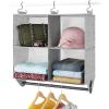 Whitmor 4-Section Closet W/Rod Organizer, Canvas(Light Grey)