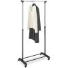 Whitmor Black and Chrome Adjustable Garment Rack-Rolling Clothes Organizer, 18.5″ D x 33″ W x 66″ H