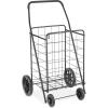 Whitmor Extra Large Utility Foldable Shopping Cart with Wheels, 100 Lb Capacity, Heavy Duty Grocery Cart with Steel Frame, Foam Handle, Rolling Collapsible Utility Trolley for Grocery, Laundry, Black