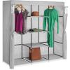 Whitmor, Gray Covered Wardrobe with Center Shelves