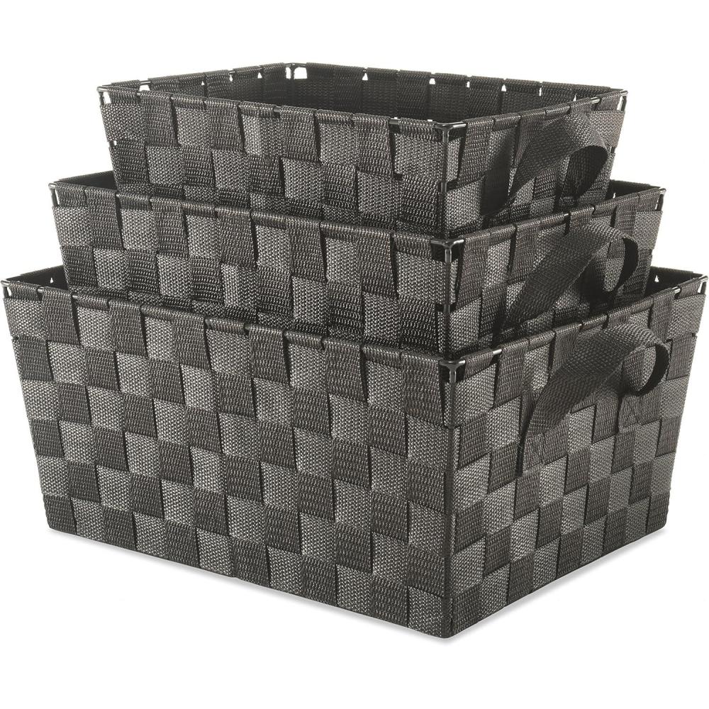 imageWhitmor Woven Strap Storage Baskets S3Espresso
