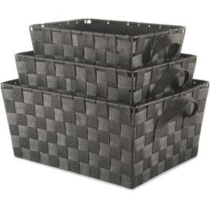 Whitmor Woven Strap Storage Baskets S/3-Espresso