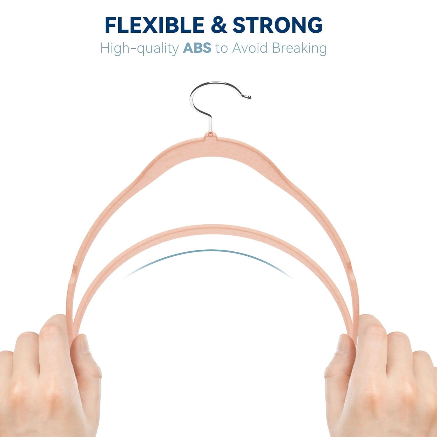 imagePremium Velvet Hangers 60 Pack Non Slip Clothes Felt Hanger Heavy Duty for Coat Premium Slim Space Saving Suit Hangers for Closet Organizer 360 Rotating Silver HookPink