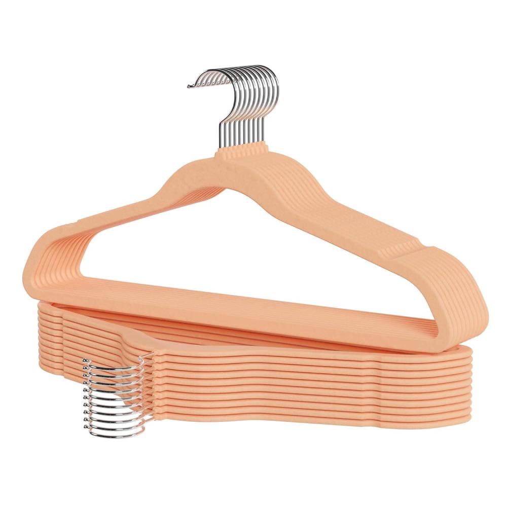 imagePremium Velvet Hangers 60 Pack Non Slip Clothes Felt Hanger Heavy Duty for Coat Premium Slim Space Saving Suit Hangers for Closet Organizer 360 Rotating Silver HookPink