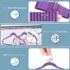 Premium Velvet Hangers 60 Pack, Non Slip Clothes Felt Hanger Heavy Duty for Coat, Premium Slim Space Saving Suit Hangers for Closet Organizer, 360° Rotating Silver Hook(Purple)