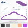 Premium Velvet Hangers 60 Pack, Non Slip Clothes Felt Hanger Heavy Duty for Coat, Premium Slim Space Saving Suit Hangers for Closet Organizer, 360° Rotating Silver Hook(Purple)