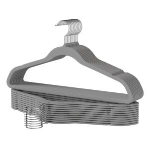 Premium Velvet Hangers 60 Pack, Non Slip Clothes Felt Hanger Heavy Duty for Coat, Premium Slim Space Saving Suit Hangers for Closet Organizer, 360° Rotating Silver Hook(Gray)