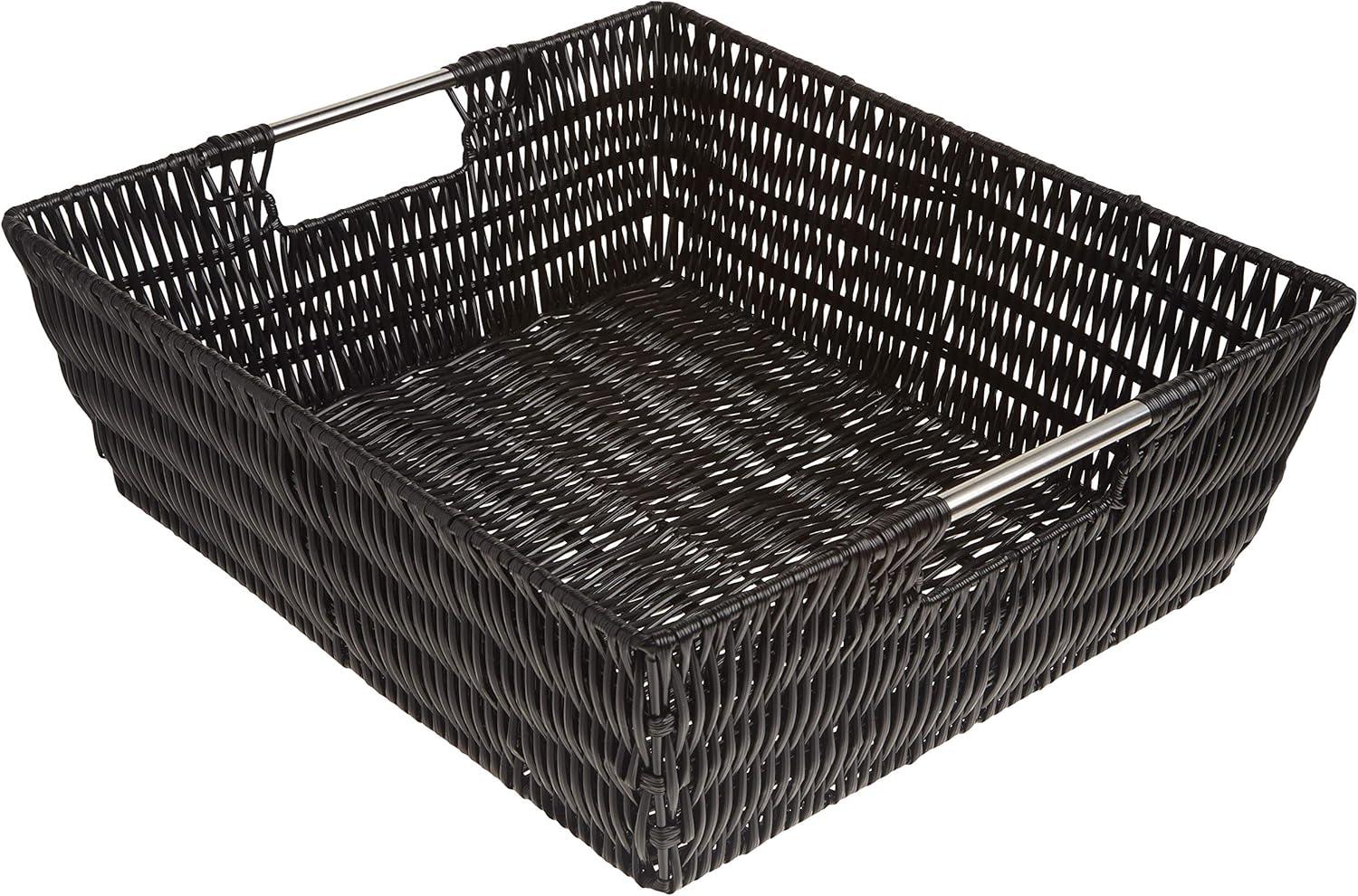 imageWhitmor Large Snack Baskets for Organizing 13x15x5 Inch Woven Baskets for Storage Shelves Home Pantry Baskets Organization and Storage RedBlack