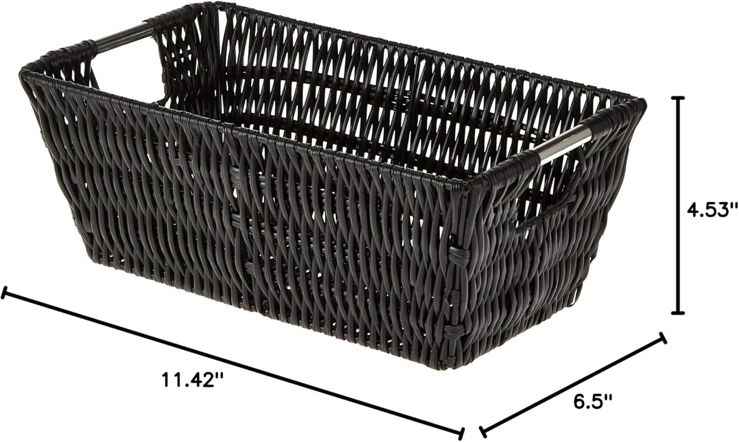 imageWhitmor Large Snack Baskets for Organizing 13x15x5 Inch Woven Baskets for Storage Shelves Home Pantry Baskets Organization and Storage RedBlack