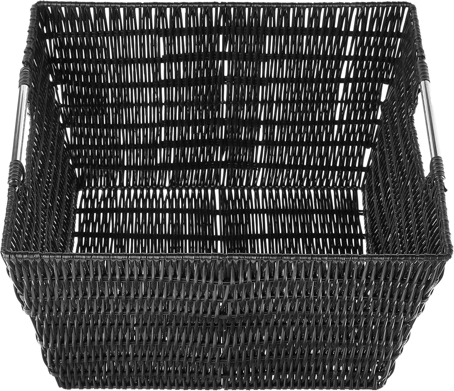 imageWhitmor Large Snack Baskets for Organizing 13x15x5 Inch Woven Baskets for Storage Shelves Home Pantry Baskets Organization and Storage RedBlack