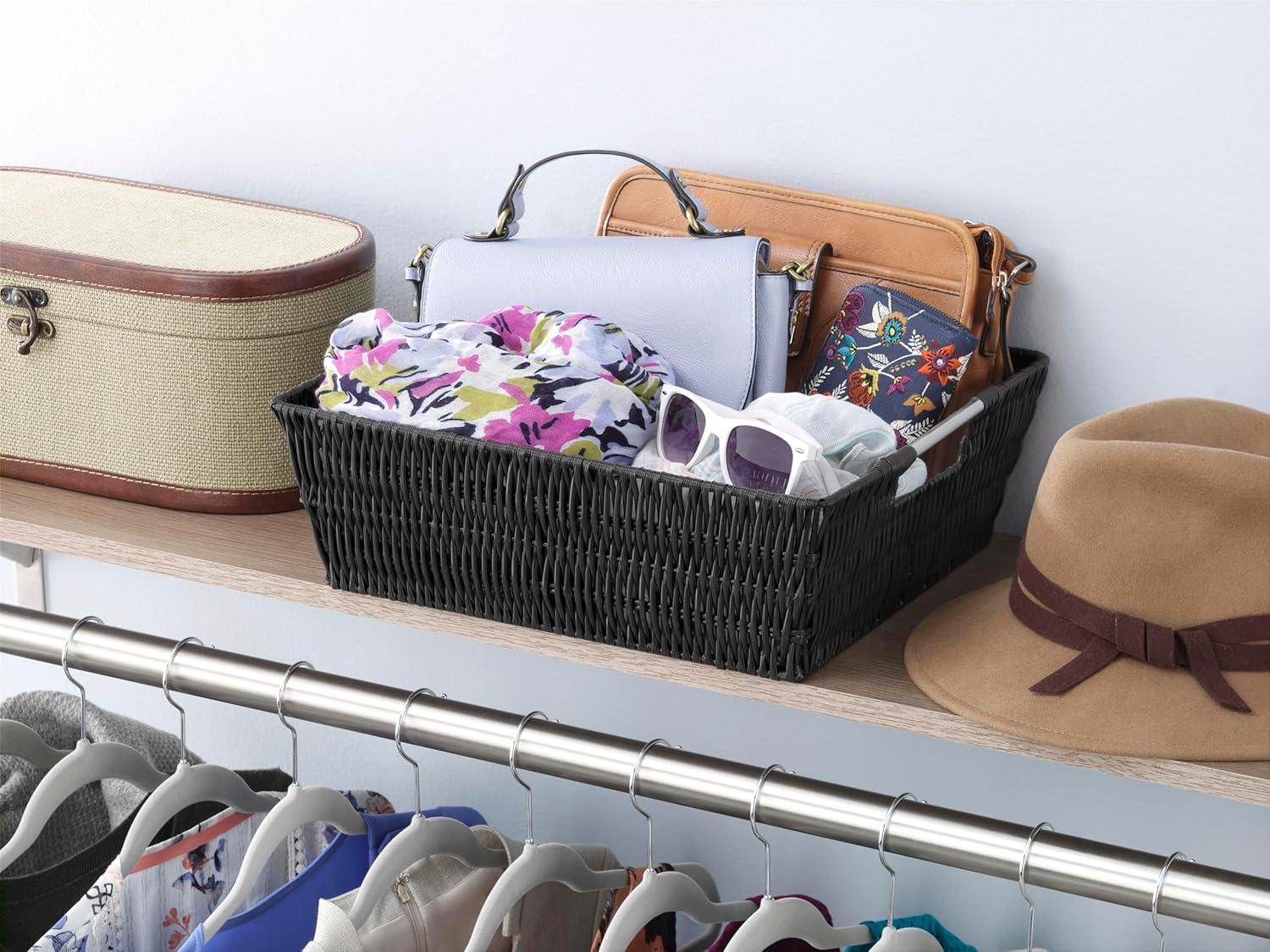 imageWhitmor Large Snack Baskets for Organizing 13x15x5 Inch Woven Baskets for Storage Shelves Home Pantry Baskets Organization and Storage RedBlack