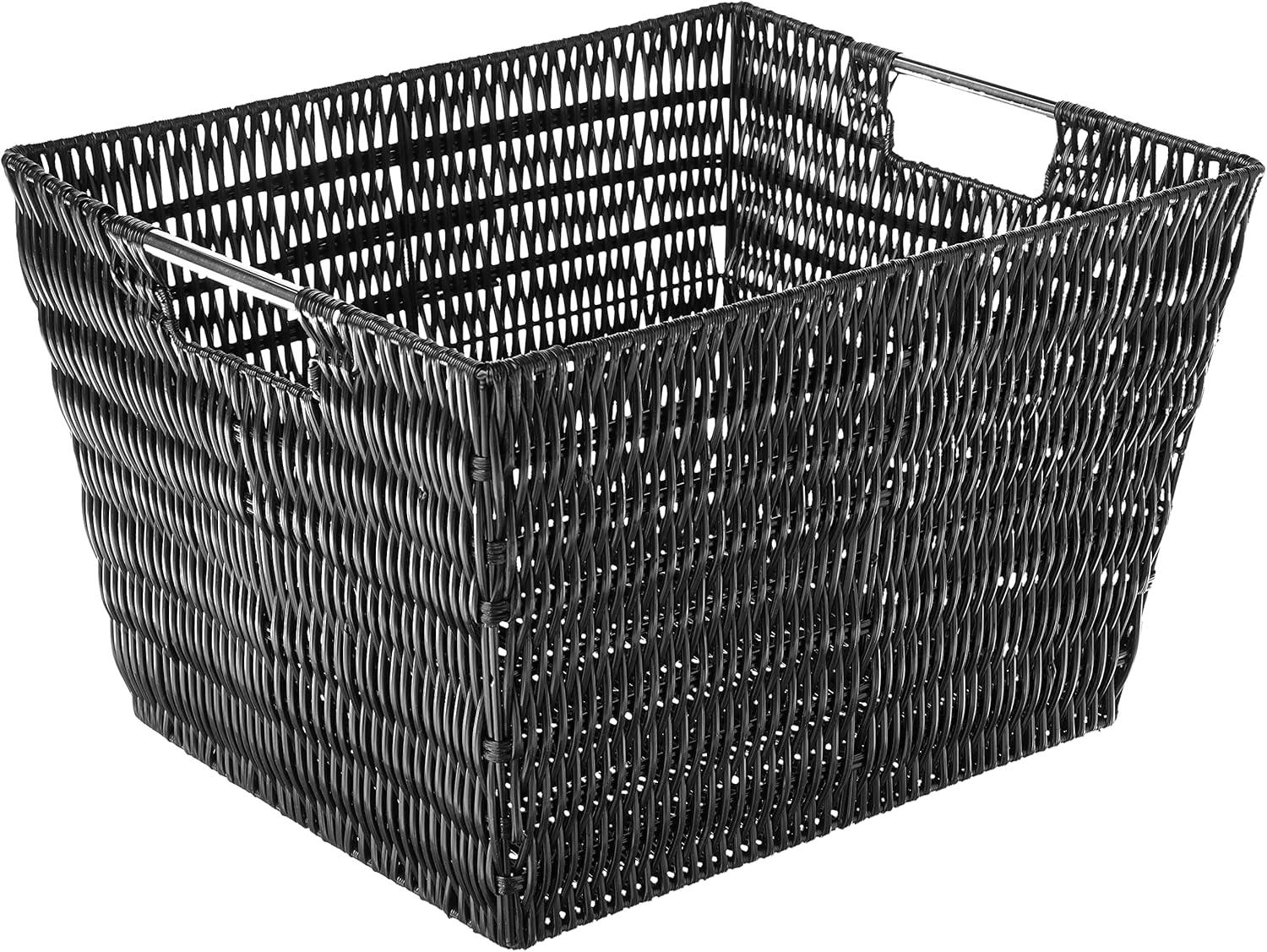 imageWhitmor Large Snack Baskets for Organizing 13x15x5 Inch Woven Baskets for Storage Shelves Home Pantry Baskets Organization and Storage RedBlack