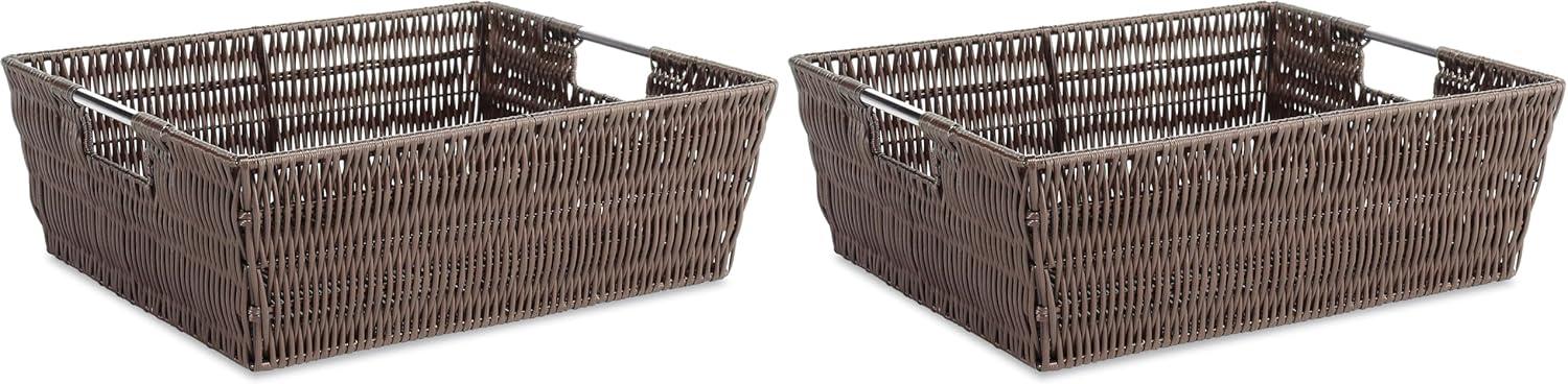 imageWhitmor Large Snack Baskets for Organizing 13x15x5 Inch Woven Baskets for Storage Shelves Home Pantry Baskets Organization and Storage RedBrown