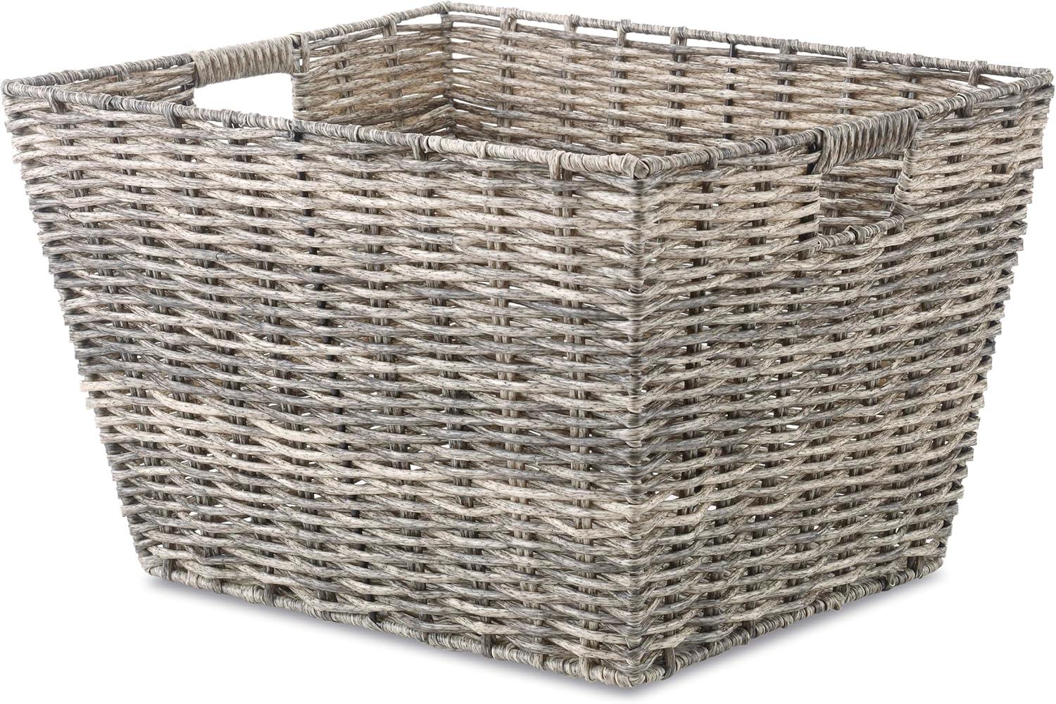 imageWhitmor Large Snack Baskets for Organizing 13x15x5 Inch Woven Baskets for Storage Shelves Home Pantry Baskets Organization and Storage RedBrown