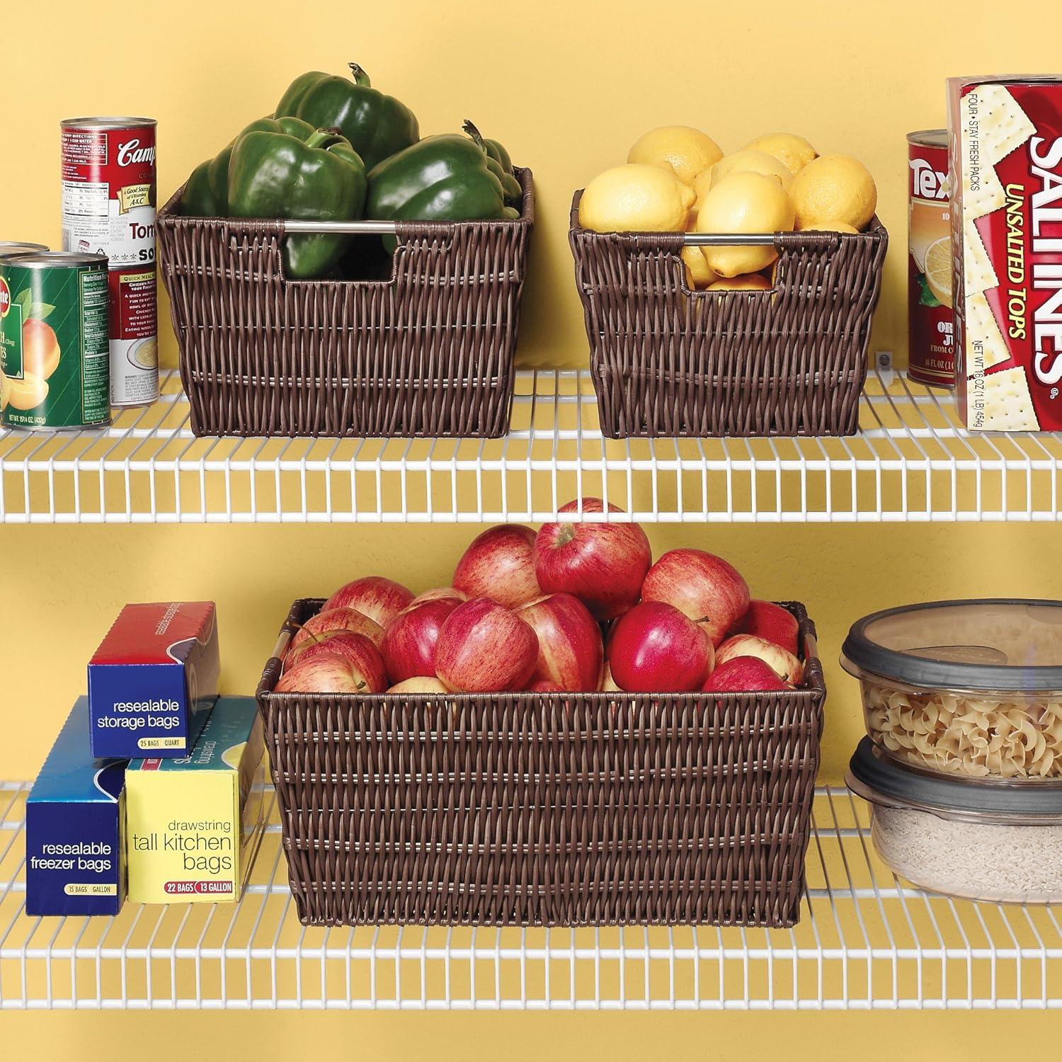 imageWhitmor Large Snack Baskets for Organizing 13x15x5 Inch Woven Baskets for Storage Shelves Home Pantry Baskets Organization and Storage RedEspresso