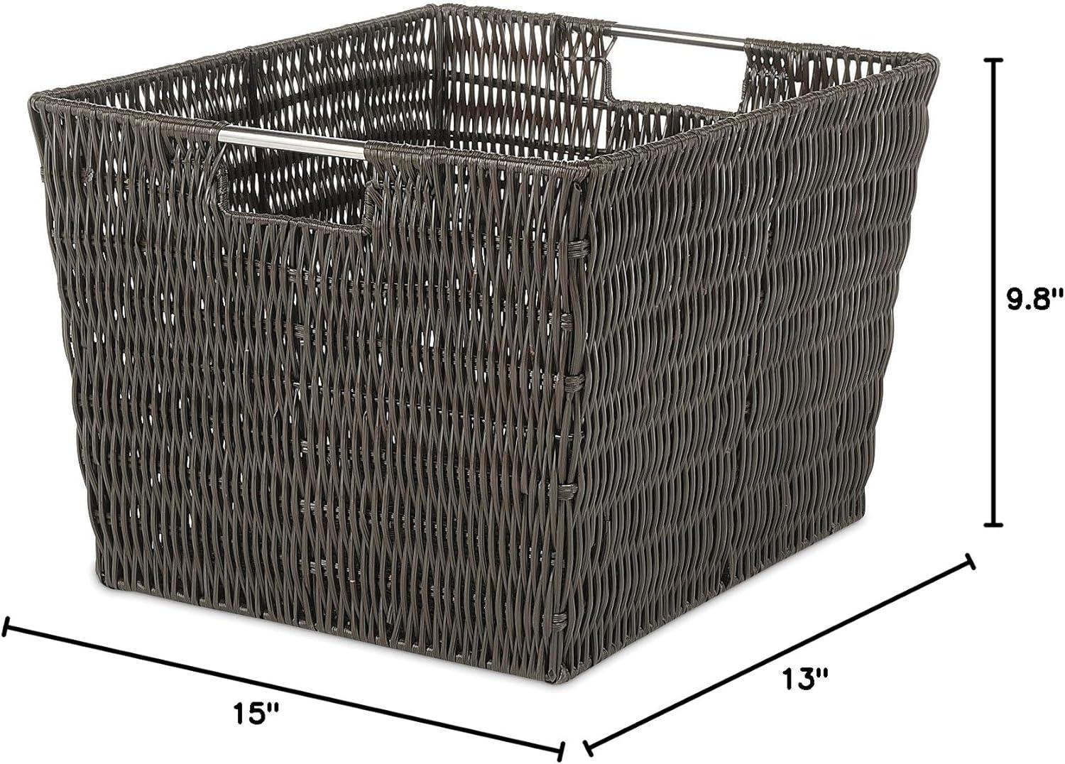 imageWhitmor Large Snack Baskets for Organizing 13x15x5 Inch Woven Baskets for Storage Shelves Home Pantry Baskets Organization and Storage RedEspresso