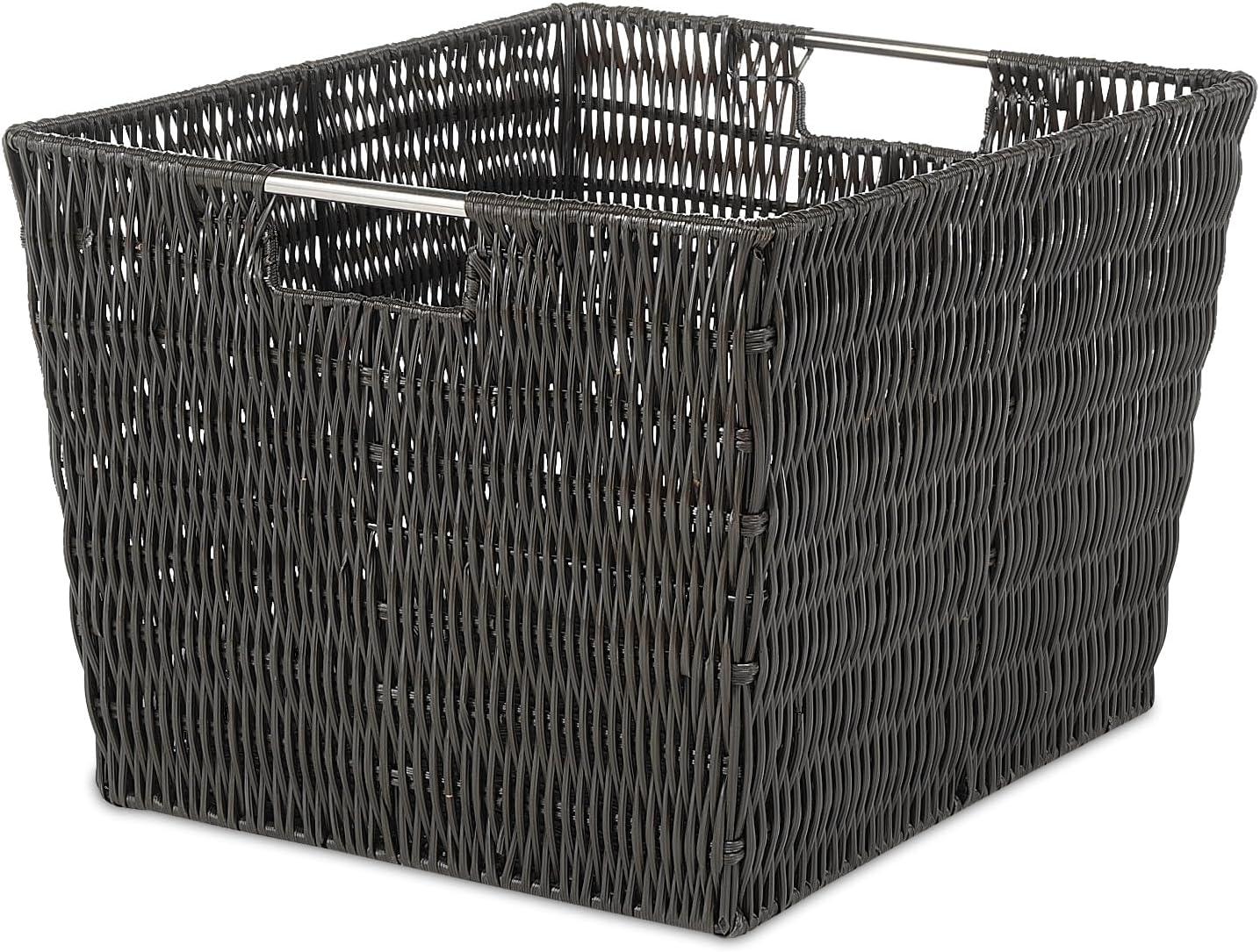 imageWhitmor Large Snack Baskets for Organizing 13x15x5 Inch Woven Baskets for Storage Shelves Home Pantry Baskets Organization and Storage RedGray