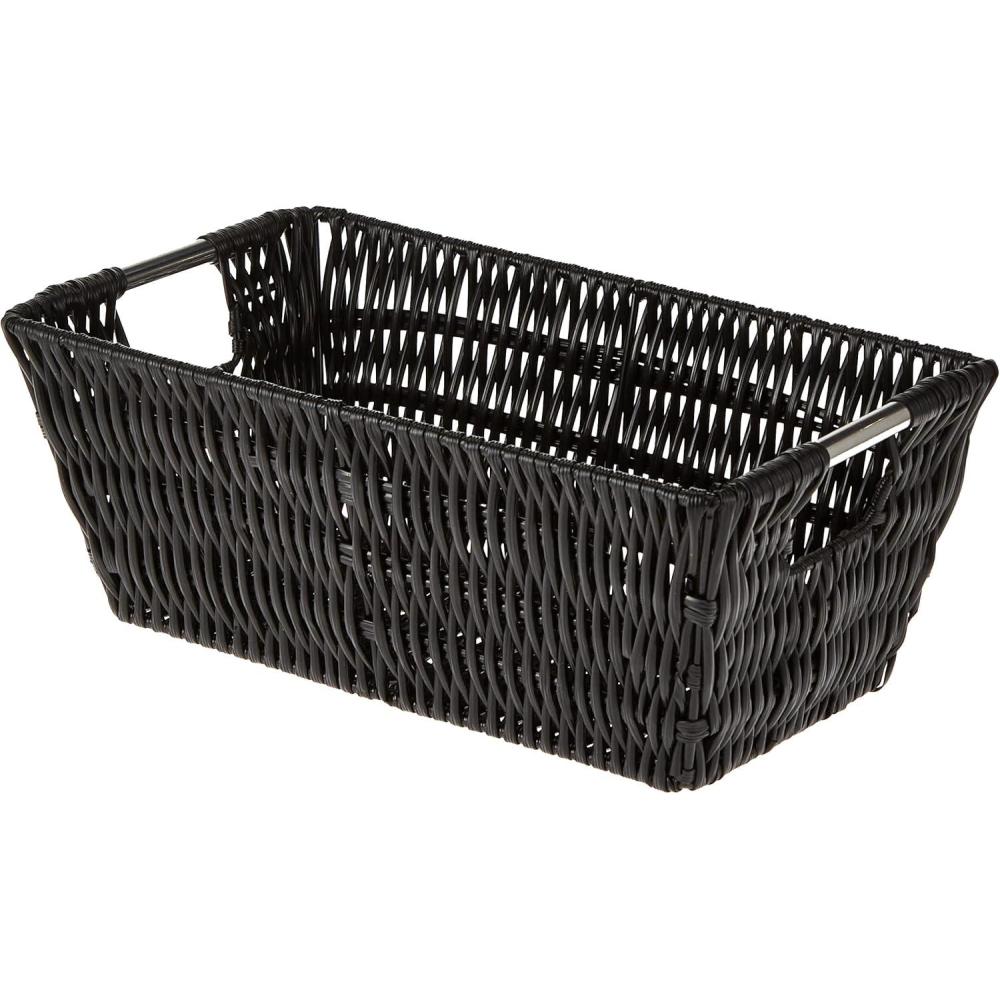 imageWhitmor Large Snack Baskets for Organizing 13x15x5 Inch Woven Baskets for Storage Shelves Home Pantry Baskets Organization and Storage RedBlack