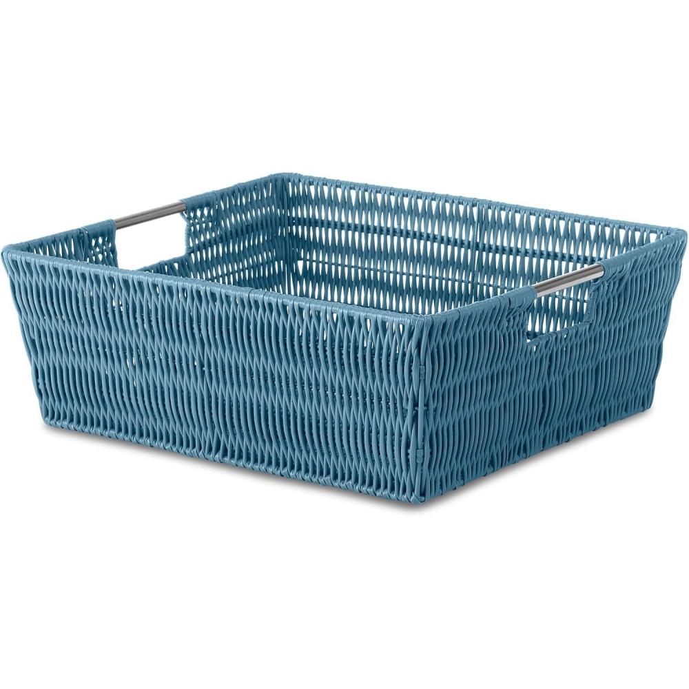 imageWhitmor Large Snack Baskets for Organizing 13x15x5 Inch Woven Baskets for Storage Shelves Home Pantry Baskets Organization and Storage RedBlue