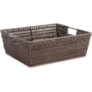 Whitmor Large Snack Baskets for Organizing, 13x15x5 Inch Woven Baskets for Storage Shelves Home, Pantry Baskets Organization and Storage, Red.(Brown)