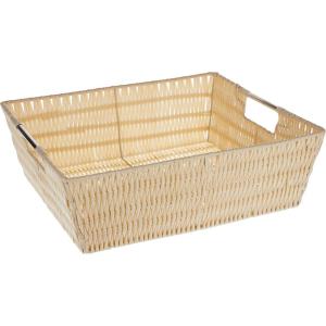 Whitmor Large Snack Baskets for Organizing, 13x15x5 Inch Woven Baskets for Storage Shelves Home, Pantry Baskets Organization and Storage, Red.(Latte)