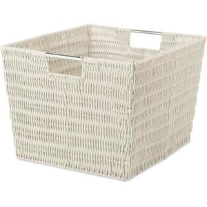Whitmor Large Snack Baskets for Organizing, 13x15x5 Inch Woven Baskets for Storage Shelves Home, Pantry Baskets Organization and Storage, Red.(Lattte)