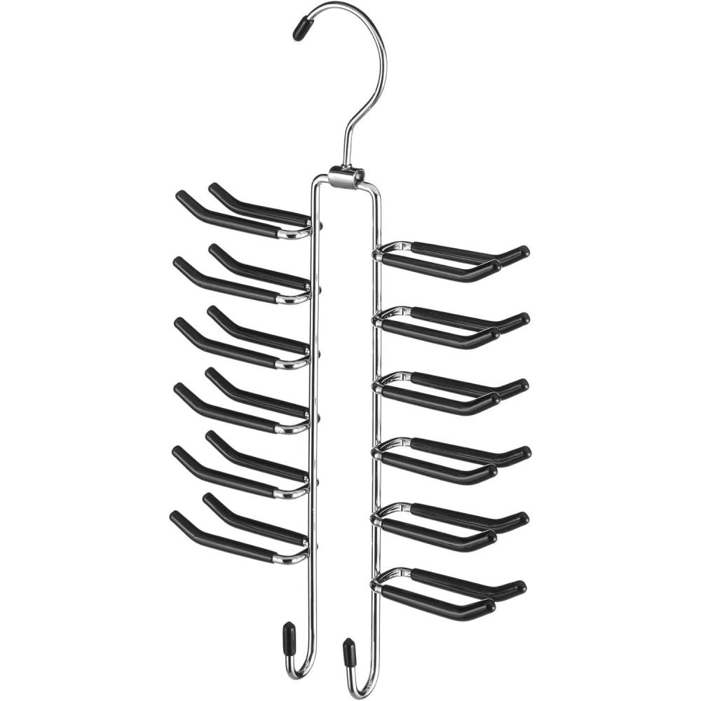 imageWhitmor Swivel Tie Hanger with Belt Loops Chrome BlackChromeEbony