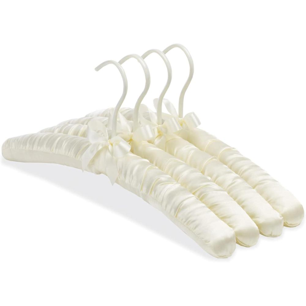 imageWhitmor Satin Padded Hangers Bone Small Set of 4White