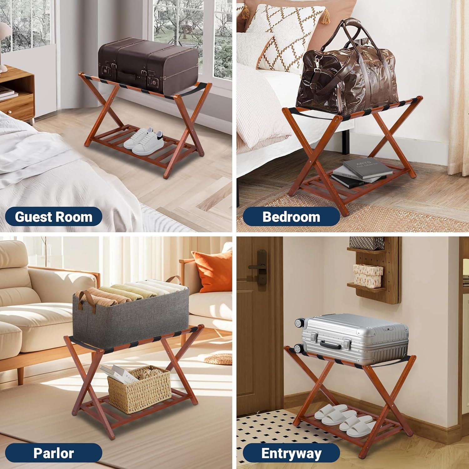 imageWhitmor Chrome Luggage Rack Foldable Commercial QualityWalnut