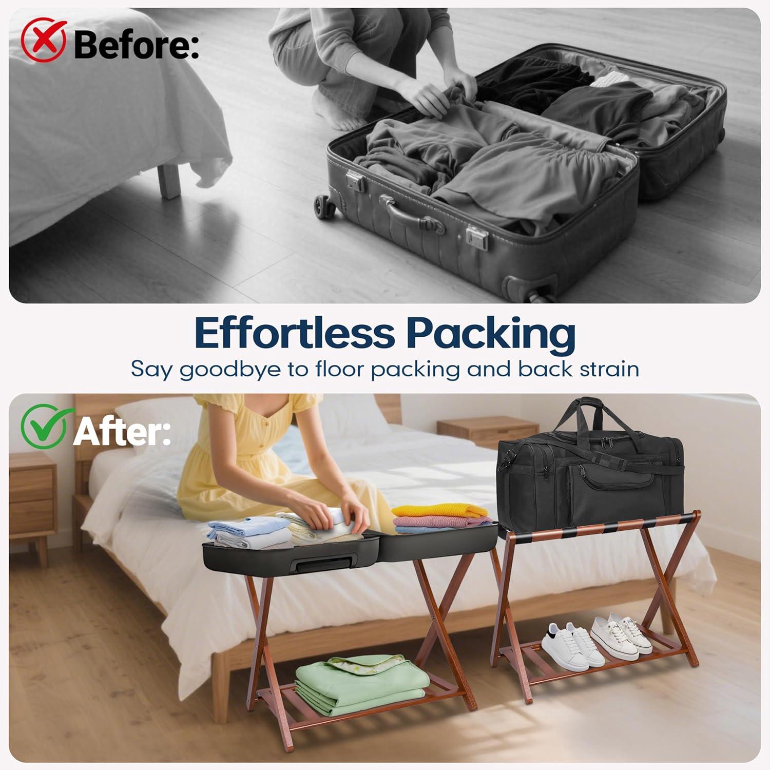 imageWhitmor Chrome Luggage Rack Foldable Commercial QualityWalnut