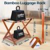 Whitmor Chrome Luggage Rack – Foldable – Commercial Quality(Walnut)