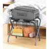 Whitmor Chrome Luggage Rack – Foldable – Commercial Quality(Black)