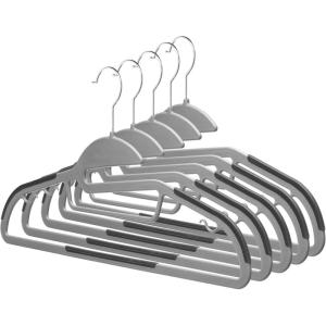 Whitmor Slim Sure Grip Hangers S/10-Paloma Gray(Gray & Black)