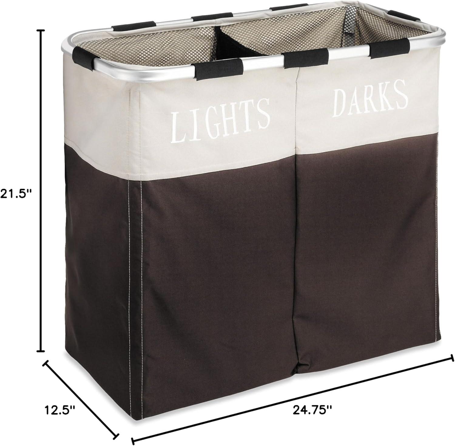 imageWhitmor Easycare Double Laundry Hamper Lights and Darks Separator Espresso 2 Section