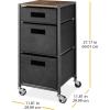 Whitmor 3 Drawer Rolling Storage Utility Cart, Easyily Assemble with Wheels, Heavy-Duty Metal Frame with Removable Fabric Drawers, Ideal for Entryway, Office, Bedroom, 11.81″ D x 11.81″ W x 27.17″ H(Black)