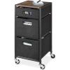 Whitmor 3 Drawer Rolling Storage Utility Cart, Easyily Assemble with Wheels, Heavy-Duty Metal Frame with Removable Fabric Drawers, Ideal for Entryway, Office, Bedroom, 11.81″ D x 11.81″ W x 27.17″ H(Black)