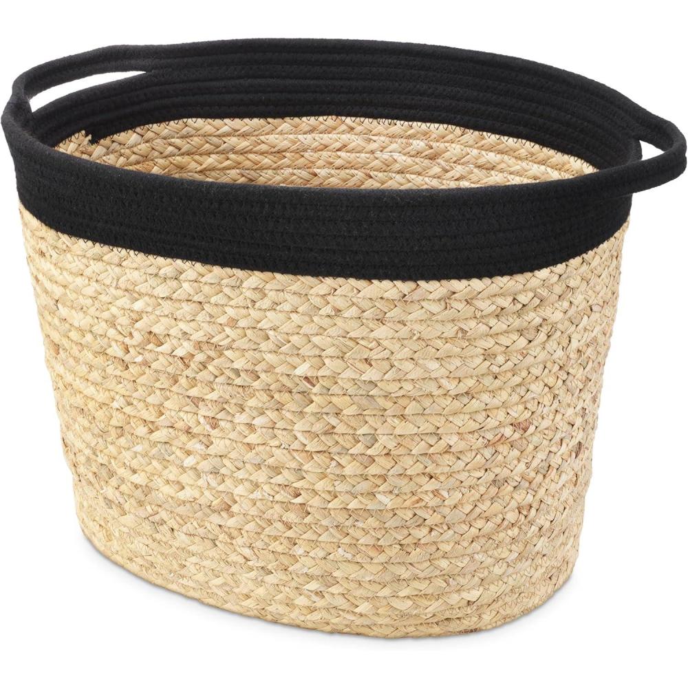 imageWhitmor Large Braided Tote Black amp TanLarge