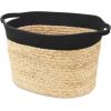 Whitmor Large Braided Tote, Black & Tan(Medium)