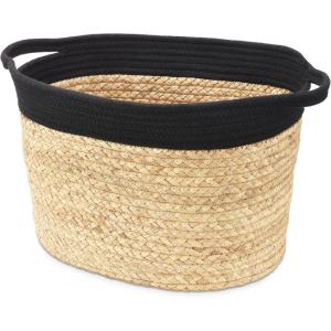 Whitmor Large Braided Tote, Black & Tan(Medium)