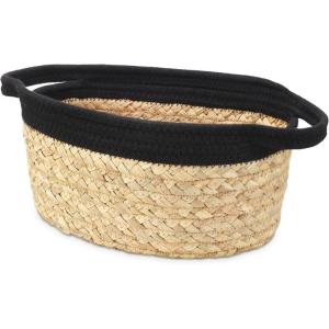Whitmor Large Braided Tote, Black & Tan(Small)
