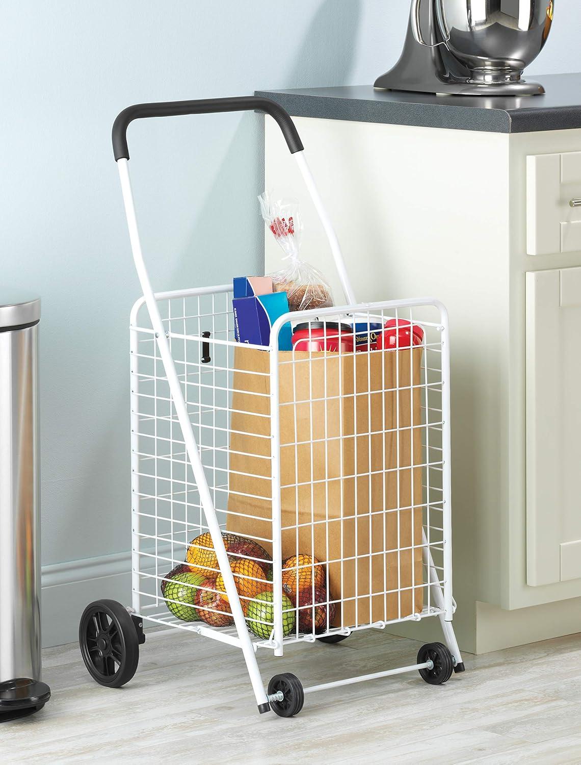imageWhitmor Utility Cart with Adjustable Height Handle Silver Black1625D x 2125W x 3688H