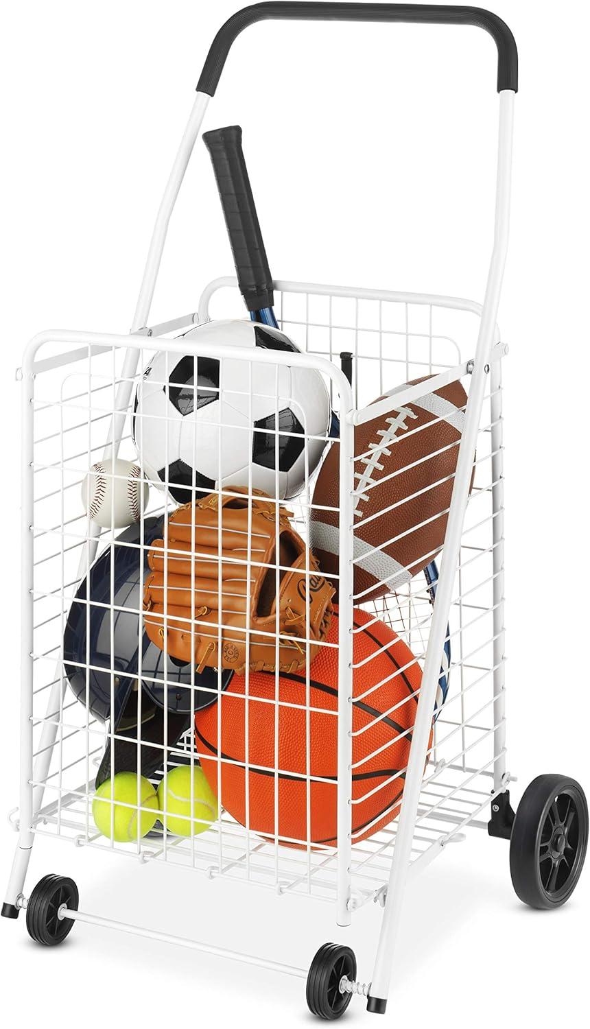 imageWhitmor Utility Cart with Adjustable Height Handle Silver Black1625D x 2125W x 3688H